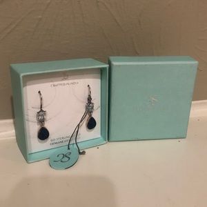 Sterling Silver Blue Druzy Drop Earrings